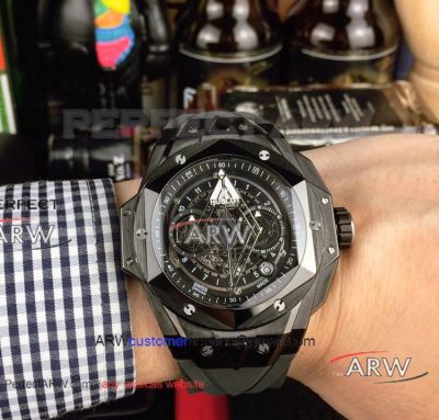 Perfect Replica New Hublot Big Bang Sang Bleu ii All Black Mens Watch 45mm 